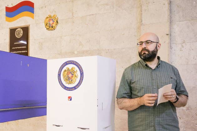 ARMENIA, YEREVAN - JUNE 7, 2026: A man votes in the 2026 Armenian parliamentary election. Alexander Patrin TASS  93505210