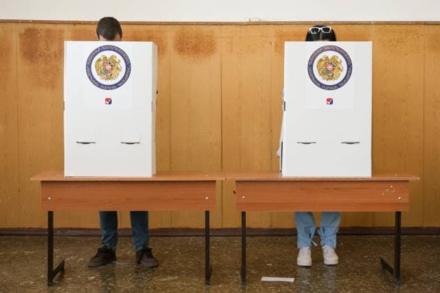 ARMENIA, YEREVAN - JUNE 7, 2026: People vote in the 2026 Armenian parliamentary election. Alexander Patrin TASS  93505272