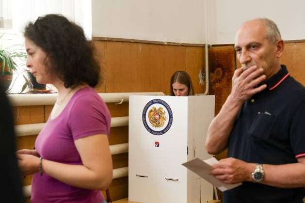 ARMENIA, YEREVAN - JUNE 7, 2026: People vote in the 2026 Armenian parliamentary election. Alexander Patrin TASS  93505274