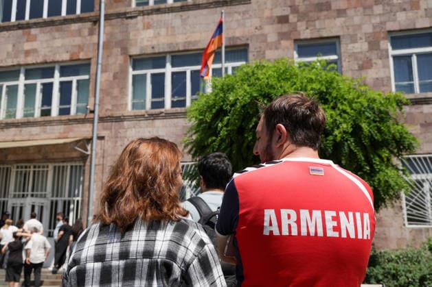 ARMENIA, YEREVAN - JUNE 7, 2026: People are seen outside a polling station during the 2026 Armenian parliamentary election. Alexander Patrin TASS  93505276