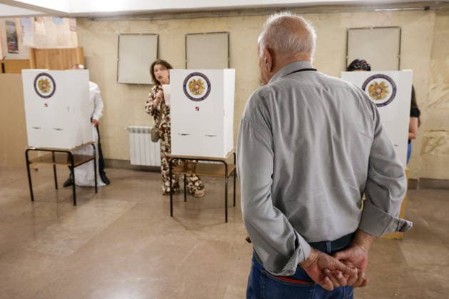 ARMENIA, YEREVAN - JUNE 7, 2026: An election observer is seen at a polling station during the 2026 Armenian parliamentary election. Alexander Patrin TASS  93505481