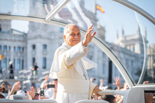 June 7, 2026, Madrid, Madrid, SPAIN: POPE LEO XIV during the second day of his official visit to Spain, where he officiated Holy Mass in the famous Plaza de Cibeles in Madrid. Madrid SPAIN  - ZUMAc270 20260607_zip_c270_002 Copyright: xDavidxCruzxSanzx