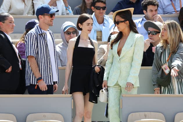 2026 French Open - Lily Collins In The Stands Charlie McDowell, Lily Collins and Ashley Park in the stands during Day Fifteen of the 2026 French Open on June 07, 2026 in Paris, France. Photo by Nasser Berzane ABACAPRESS.COM Paris France  Copyright: xBerzanexNasser ABACAx