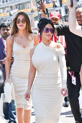 IPA85438684 - Monte Carlo, Formula 1 Monaco Grand Prix - Celebrities watch the race In the photo: Khloe Kardashian And Kim Kardashian  Copyright: xManuelexMangiarottix xManuelexMangiarottix 85438684