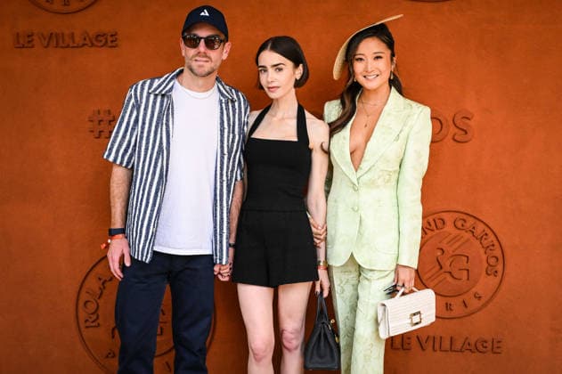 June 7, 2026, Paris, France, France: Charlie McDowell, Lily Collins and Ashley Park during the Roland-Garros 2026, French Open 2026, Grand Slam tennis tournament at Roland-Garros Stadium on June 07, 2026 in Paris, France. Paris France  - ZUMAm308 20260607_zsp_m308_011 Copyright: xMatthieuxMirvillex