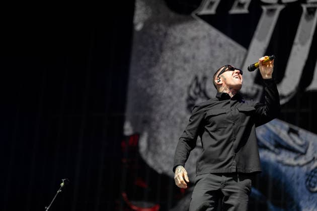 Mitglieder während des Auftritts der US-amerikanischen Rap-Rock-Band Hollywood Undead im Rahmen des Festivals Rock am Ring 2026 am Nürburgring. Nürburg Rock am Ring Rheinland-Pfalz Germany *** Members during the performance of the US rap rock band Hollywood Undead as part of the Rock am Ring 2026 festival at the Nürburgring Nürburg Rock am Ring Rheinland Pfalz Germany