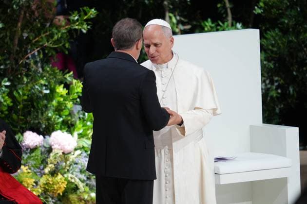 Antonio Banderas and Pope Leo XIII meets with the world of culture and sport at the Movistar Arena in Madrid, June 7, 2026 Cordon Press 