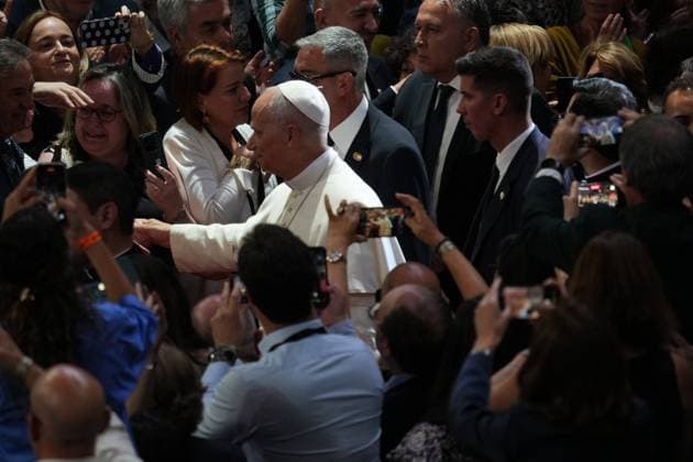Pope Leo XIII meets with the world of culture and sport at the Movistar Arena in Madrid, June 7, 2026 Cordon Press 
