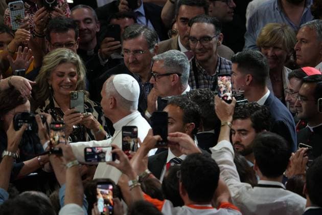 Pope Leo XIII meets with the world of culture and sport at the Movistar Arena in Madrid, June 7, 2026 Cordon Press 