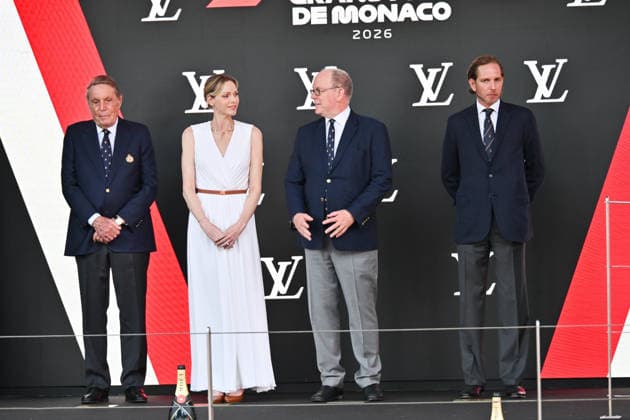 IPA85445380 - Monte Carlo, Formula 1 Monaco Grand Prix , Awards Ceremony Pictured: Albert II of Monaco, Charlene Wittstock, Andrea Casiraghi  Copyright: xManuelexMangiarottix xManuelexMangiarottix 85445380