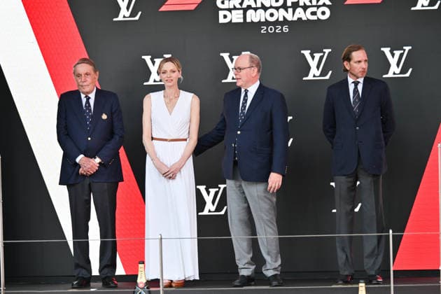 IPA85445377 - Monte Carlo, Formula 1 Monaco Grand Prix , Awards Ceremony Pictured: Albert II of Monaco, Charlene Wittstock, Andrea Casiraghi  Copyright: xManuelexMangiarottix xManuelexMangiarottix 85445377