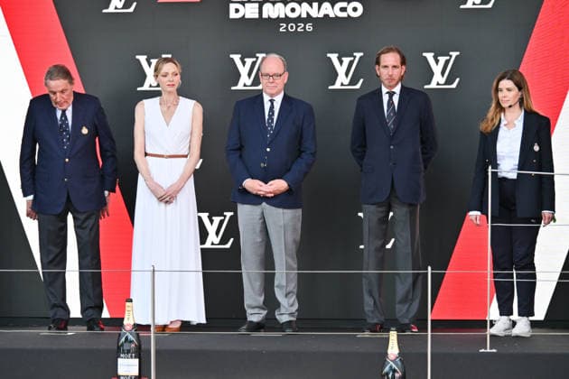IPA85445391 - Monte Carlo, Formula 1 Monaco Grand Prix , Awards Ceremony Pictured: Albert II of Monaco, Charlene Wittstock, Andrea Casiraghi  Copyright: xManuelexMangiarottix xManuelexMangiarottix 85445391