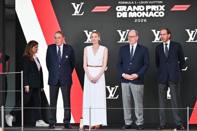 IPA85445365 - Monte Carlo, Formula 1 Monaco Grand Prix , Awards Ceremony Pictured: Albert II of Monaco, Charlene Wittstock, Andrea Casiraghi  Copyright: xManuelexMangiarottix xManuelexMangiarottix 85445365