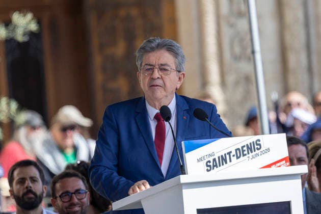 Jean Luc Mélenchon during the first presidential campaign rally for Jean Luc Mélenchon LFI on Place Victor Hugo in Saint Denis Pierrefitte, France, on June 7, 2026 France votes in a presidential election scheduled for April 2027 Emmanuel Forgeron Agence1827 Bestimage Rally to launch the campaign of French leftist party La France Insoumise LFI presidential candidate Jean Luc Melenchon on Place Victor Hugo in Saint Denis, a northern Paris suburb, France, on June 7, 2026 France votes in a presidential election scheduled for April 2027 Saint Denis France  Copyright: xEmmanuelxForgeronx xBestimagexEmmanuelxForgeronx xBestimagex
