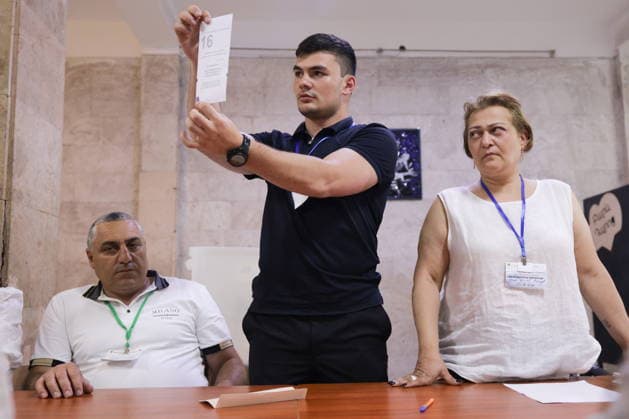 ARMENIA, YEREVAN - JUNE 7, 2026: Election officials count votes at a polling station during the 2026 Armenian parliamentary election. Alexander Patrin TASS  93518500