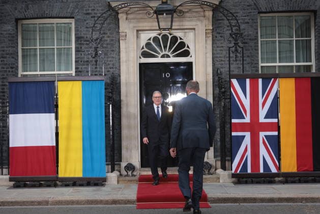 . 07 06 2026. London, United Kingdom. Keir Starmer Welcomes European Leaders to No.10. UK Prime Minister Keir Starmer Welcomes Volodymyr Zelenskyy, Friedrich Merz and Emmanuel Macron to No.10 Downing Street.  xMartynxWheatleyx xi-Imagesx IIM-26814-0004