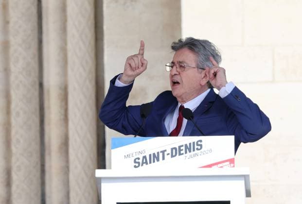 meeting de Jean Luc Mélenchon PHOTOPQR LE PARISIEN LP Olivier Lejeune Staff Saint Denis 07 06 2026 07 06 2026 Saint Denis Présidentielle 2027 First meeting of the insoumis leader, Jean Luc Mélenchon, as a candidate for the 2027 presidential election, in front of Saint Denis town hall LP Olivier Lejeune Jean Luc Melenchon, leader of La France Insoumise LFI , speaks during a rally launching his campaign for the 2027 French presidential election in Saint Denis, France, on June 7, 2026 Local Caption Présidentielle 2027 Meeting de JL Mélenchon Saint Denis France  Copyright: xPHOTOPQR LExPARISIEN MAXPPPxLPx xOlivierxLejeunex(Staff)x 20260607LPA2934 20260607LPA2934