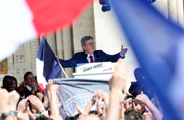 meeting de Jean Luc Mélenchon PHOTOPQR LE PARISIEN LP Olivier Lejeune Staff Saint Denis 07 06 2026 07 06 2026 Saint Denis Présidentielle 2027 First meeting of the insoumis leader, Jean Luc Mélenchon, as a candidate for the 2027 presidential election, in front of Saint Denis town hall LP Olivier Lejeune Jean Luc Melenchon, leader of La France Insoumise LFI , speaks during a rally launching his campaign for the 2027 French presidential election in Saint Denis, France, on June 7, 2026 Local Caption Présidentielle 2027 Meeting de JL Mélenchon Saint Denis France  Copyright: xPHOTOPQR LExPARISIEN MAXPPPxLPx xOlivierxLejeunex(Staff)x 20260607LPA2938 20260607LPA2938