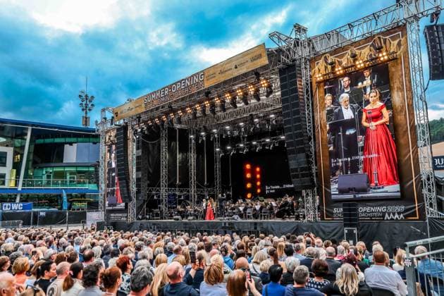 06.06.2026, Schladming, AUT, Unterwegs in Steiermark, Konzert, SummerOpening Schladming 2026, Placido Domingo, im Bild Placido Domingo, Übersicht, *** 06 06 2026, Schladming, AUT, On the road in Styria, Concert, SummerOpening Schladming 2026, Placido Domingo, in the picture Placido Domingo, Overview,