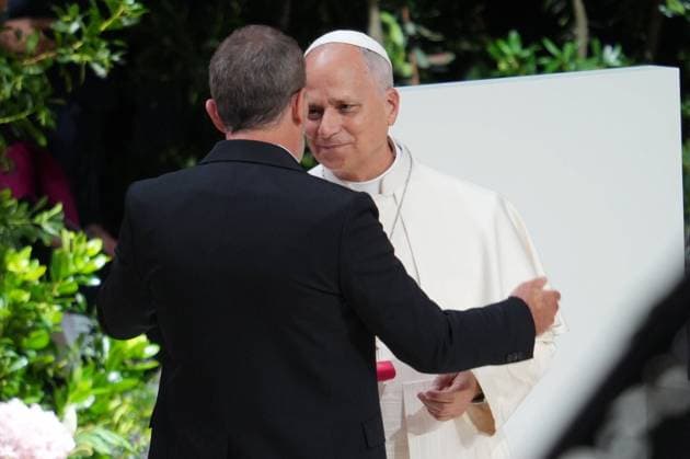 Antonio Banderas and Pope Leo XIII meets with the world of culture and sport at the Movistar Arena in Madrid, June 7, 2026 Cordon Press 