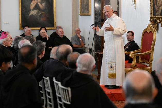 IPA85449766 - Spain, Vatican, 2026 6 7 Pope Leo XIV during a meeting with approximately 220 Augustinian Fathers from various communities and several members of the Augustinian family in Madrid , Spain . Photograph by VATICAN MEDIA Catholic Press Photo.  Copyright: xVATICANxMEDIA CPPx xVATICANxMEDIA CPPx 85449766