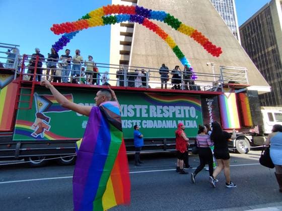 RECORD DATE NOT STATED 30th LGBT+ Pride Parade in Sao Paulo Sao Paulo (SP), 07 06 2026 Culture Shows Parades Movement of participants, children, activists, drag queens, transvestites and tourists on Avenida Paulista during the 30th Sao Paulo LGBT+ Pride Parade, held this Sunday (7). The event features shows by Gloria Groove, Pabllo Vittar, Melody and other artists who perform in defense of diversity, the rights of the LGBT+ population and political participation, with the gathering in front of MASP and a parade of floats along Avenida Paulista and Consolacao.(Foto: Leandro Chemalle Thenews2 imago images) 30th LGBT+ Pride Parade in Sao Paulo  Copyright: xLeandroxChemallex