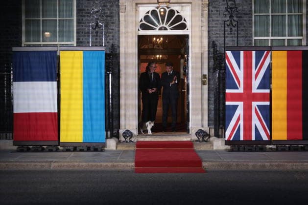 . 07 06 2026. London, United Kingdom. Keir Starmer Welcomes European Leaders to No.10. UK Prime Minister Keir Starmer Welcomes Volodymyr Zelenskyy, Friedrich Merz and Emmanuel Macron to No.10 Downing Street.  xMartynxWheatleyx xi-Imagesx IIM-26814-0019