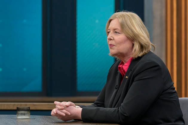 im Bild v.l.: Bärbel Bas (SPD), Parteivorsitzende, Bundesministerin für Arbeit und Soziales GER, Berlin, Studio, zu Gast bei - Caren Miosga, Polittalk, TV, Format, Aufzeichnung, Live, Das Erste, aus Adlershof - am Studio 20, Thema: Ist die SPD bereit für große Reformen, Frau Bas?, 07.06.2026, *** in the picture from l Bärbel Bas SPD , Party Chairwoman, Federal Minister of Labor and Social Affairs GER, Berlin, Studio, guest of Caren Miosga, Polittalk, TV, format, recording, live, Das Erste, from Adlershof at Studio 20, topic Is the SPD ready for major reforms, Ms. Bas , 07 06 2026, Copyright: HMBxMedia UwexKoch