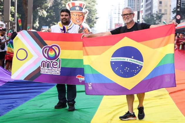 30th edition of the Sao Paulo LGBT+ Pride Parade 30th edition of the Sao Paulo LGBT+ Pride Parade. With the theme The street calls, the ballot box confirms, the event celebrates three decades of mobilization of the LGBTQIAPN+ community, on Paulista Avenue, in the central region of Sao Paulo, this Sunday, June 7, 2026. SAO PAULO SAO PAULO BRAZIL Copyright: xMarinaxUezimax