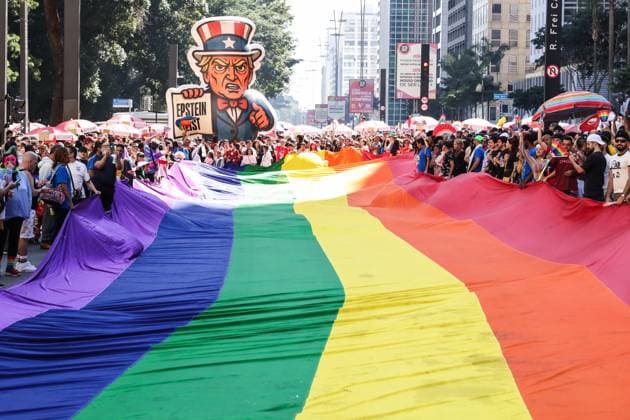 30th edition of the Sao Paulo LGBT+ Pride Parade 30th edition of the Sao Paulo LGBT+ Pride Parade. With the theme The street calls, the ballot box confirms, the event celebrates three decades of mobilization of the LGBTQIAPN+ community, on Paulista Avenue, in the central region of Sao Paulo, this Sunday, June 7, 2026. SAO PAULO SAO PAULO BRAZIL Copyright: xMarinaxUezimax