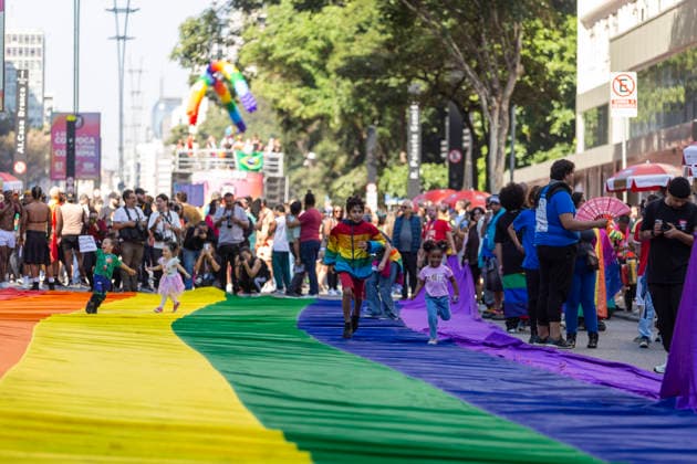 June 7, 2026, Sao Paulo, Sao Paulo, Brasil: JUNE 07, 2026: Participants gather during the 30th edition of the Sao Paulo LGBT+ Pride Parade at Paulista Avenue in Sao Paulo, Brazil, on June 7, 2026. Widely considered the largest Pride parade in the world, this year s landmark 30-year anniversary featured the official theme A rua convoca, a urna confirma (The street summons, the ballot box confirms), emphasizing political participation and social mobilization ahead of municipal and general elections. Despite facing a 60% drop in private corporate sponsorshipsÃ¢â‚¬which forced 14 sound trucks onto the avenue instead of the usual 17Ã¢â‚¬millions of people took to the streets to protest conservative legislative backlashes and celebrate - ZUMAv146 20260607_zip_v146_011 Copyright: xWagnerxVilasx