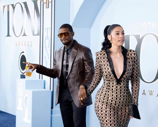 Usher and Jennifer Goicoechea Raymond arrive on the red carpet at The 79th Annual Tony Awards at Radio City Music Hall on Sunday, June 7, 2026 in New York City.  NYP20260607233 JohnxAngelillo