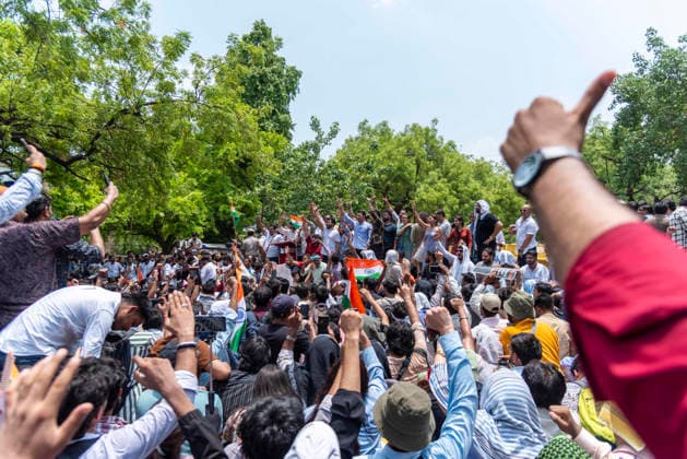 June 6, 2026, New Delhi, Delhi, India: The Cockroach Janta Party (CJP) founder Abhijeet Dipke addresses supporters during a protest organized by the Gen Z-led a satirical social media movement group. The youth-led movement organized the protest over alleged irregularities in national examinations and recruitment tests, with participants demanding accountability and education reforms. New Delhi India - ZUMAt180 20260606_zip_t180_003 Copyright: xJaixThakurx