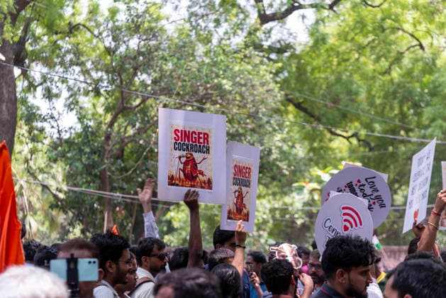 June 8, 2026, New Delhi, Delhi, India: The Cockroach Janta Party (CJP) protest at Jantar Mantar in New Delhi, India. The youth-led movement organized the protest over alleged irregularities in national examinations and recruitment tests, with participants demanding accountability and education reforms. New Delhi India - ZUMAt180 20260608_zip_t180_010 Copyright: xJaixThakurx