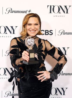 Shoshana Bean poses with the Best Performance by an Actress in a Featured Role in a Musical award for The Lost Boys backstage at The 79th Annual Tony Awards at Radio City Music Hall on Sunday, June 7, 2026 in New York City.  NYP20260607280 JohnxAngelillo