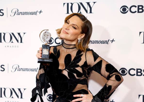 Shoshana Bean poses with the Best Performance by an Actress in a Featured Role in a Musical award for The Lost Boys backstage at The 79th Annual Tony Awards at Radio City Music Hall on Sunday, June 7, 2026 in New York City.  NYP20260607282 JohnxAngelillo