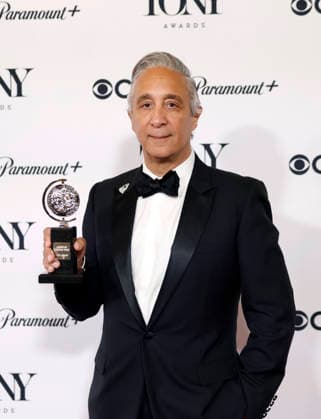 Jeff Mahshie poses with the Best Costume Design of a Play Award for Fallen Angels backstage at The 79th Annual Tony Awards at Radio City Music Hall on Sunday, June 7, 2026 in New York City.  NYP20260607288 JohnxAngelillo