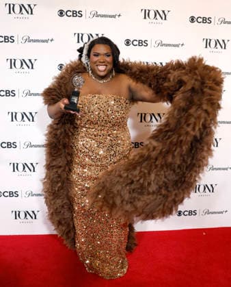 Qween Jean poses with the Best Costume Design of a Musical award for Cats: The Jellicle Ball backstage at The 79th Annual Tony Awards at Radio City Music Hall on Sunday, June 7, 2026 in New York City.  NYP20260607289 JohnxAngelillo