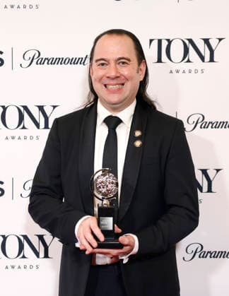Kai Harada poses with the Best Sound Design of a Musical award for Ragtime backstage at The 79th Annual Tony Awards at Radio City Music Hall on Sunday, June 7, 2026 in New York City.  NYP20260607293 JohnxAngelillo