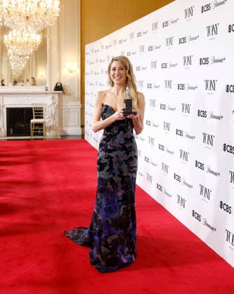 Caissie Levy poses with the Best Performance by an Actress in a Leading Role in a Musical award for Ragtime backstage at The 79th Annual Tony Awards at Radio City Music Hall on Sunday, June 7, 2026 in New York City.  NYP20260607330 JohnxAngelillo