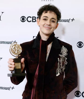 Ali Louis Bourzgui poses with the Best Performance by an Actor in a Featured Role in a Musical award for The Lost Boys backstage at The 79th Annual Tony Awards at Radio City Music Hall on Sunday, June 7, 2026 in New York City.  NYP20260607340 JohnxAngelillo