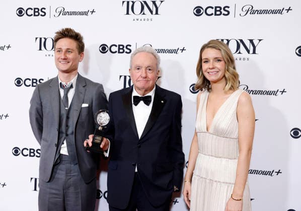 Lorne Michaels (center) accepts the Best Musical award for Schmigadoon! backstage at The 79th Annual Tony Awards at Radio City Music Hall on Sunday, June 7, 2026 in New York City.  NYP20260607342 JohnxAngelillo