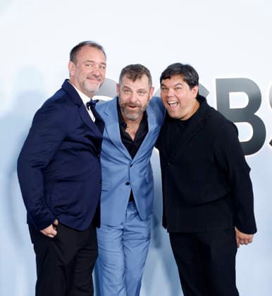 Trey Parker, Matt Stone and Robert Lopez arrive on the red carpet at The 79th Annual Tony Awards at Radio City Music Hall on Sunday, June 7, 2026 in New York City.  NYP20260607361 JohnxAngelillo