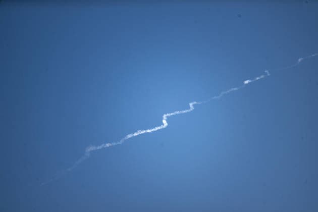 Missiles fired by Iran towards Israel in the skies over Jerusalem JERUSALEM - JUNE 8: A trail and cloud left by a missile launched from Iran are seen in the sky over Jerusalem on June 8, 2026. Sirens sounded across several cities in central and southern Israel following the missile attack, as Israel s air defense system was activated in an attempt to intercept the incoming projectiles. Mostafa Alkharouf Anadolu Jerusalem Jerusalem. Editorial use only. Please get in touch for any other usage.  Copyright: x2026xAnadoluxMostafaxAlkharoufx