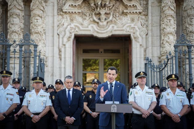 Presentation of the new members of the National Police attached to Andalusia The president of the Junta de Andalucía in functions, Juanma Moreno, intervenes in the act of presentation of the new members of the National Police attached to the Autonomous Community of Andalusia A June 8, 2026 in Seville Andalusia, Spain The president in functions of the Junta and candidate of the PP A to the reelection, Juanma Moreno, has valued this Monday, during his speech at a ceremony with the new members of the National Police attached to the Autonomous Community of Andalusia, the message of Pope Leo XIV on the importance of understanding, three days before the Andalusian Parliament of the XIII Legislature is constituted, this Thursday June 11 08 JUNE 2  Copyright: xMariaxJosÃ xLopezx 7579863