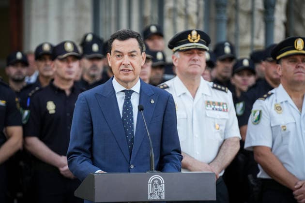 Presentation of the new members of the National Police attached to Andalusia The president of the Junta de Andalucía in functions, Juanma Moreno, intervenes in the act of presentation of the new members of the National Police attached to the Autonomous Community of Andalusia A June 8, 2026 in Seville Andalusia, Spain The president in functions of the Junta and candidate of the PP A to the reelection, Juanma Moreno, has valued this Monday, during his speech at a ceremony with the new members of the National Police attached to the Autonomous Community of Andalusia, the message of Pope Leo XIV on the importance of understanding, three days before the Andalusian Parliament of the XIII Legislature is constituted, this Thursday June 11 08 JUNE 2  Copyright: xMariaxJosÃ xLopezx 7579865