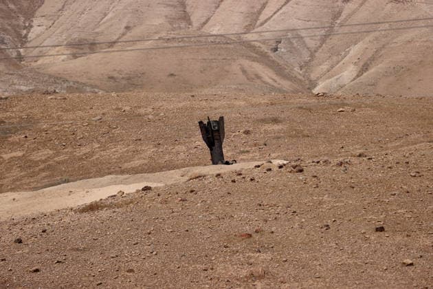 Debris from intercepted Iranian missile falls near Jericho JERICHO, WEST BANK, PALESTINE - JUNE 8: A fragment of an Iranian ballistic missile intercepted by Israeli air defense systems is seen after falling in an area near the city of Jericho in the eastern West Bank, Palestine on June 8, 2026. The missile debris landed on open ground following an exchange of attacks between Iran and Israel. Issam Rimawi Anadolu Jericho West Bank. Editorial use only. Please get in touch for any other usage.  Copyright: x2026xAnadoluxIssamxRimawix