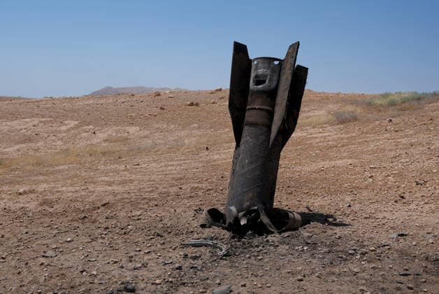 Debris from intercepted Iranian missile falls near Jericho JERICHO, WEST BANK, PALESTINE - JUNE 8: A fragment of an Iranian ballistic missile intercepted by Israeli air defense systems is seen after falling in an area near the city of Jericho in the eastern West Bank, Palestine on June 8, 2026. The missile debris landed on open ground following an exchange of attacks between Iran and Israel. Issam Rimawi Anadolu Jericho West Bank. Editorial use only. Please get in touch for any other usage.  Copyright: x2026xAnadoluxIssamxRimawix