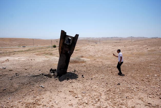Debris from intercepted Iranian missile falls near Jericho JERICHO, WEST BANK, PALESTINE - JUNE 8: A fragment of an Iranian ballistic missile intercepted by Israeli air defense systems is seen after falling in an area near the city of Jericho in the eastern West Bank, Palestine on June 8, 2026. The missile debris landed on open ground following an exchange of attacks between Iran and Israel. Issam Rimawi Anadolu Jericho West Bank. Editorial use only. Please get in touch for any other usage.  Copyright: x2026xAnadoluxIssamxRimawix