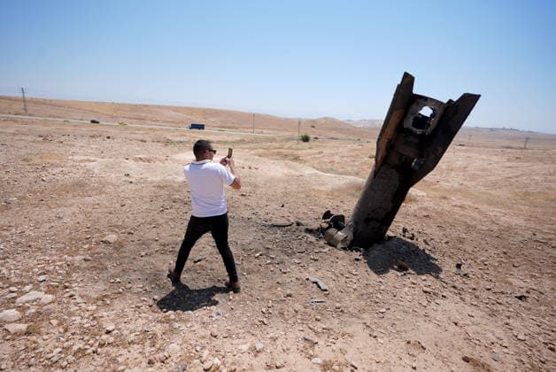 Debris from intercepted Iranian missile falls near Jericho JERICHO, WEST BANK, PALESTINE - JUNE 8: A fragment of an Iranian ballistic missile intercepted by Israeli air defense systems is seen after falling in an area near the city of Jericho in the eastern West Bank, Palestine on June 8, 2026. The missile debris landed on open ground following an exchange of attacks between Iran and Israel. Issam Rimawi Anadolu Jericho West Bank. Editorial use only. Please get in touch for any other usage.  Copyright: x2026xAnadoluxIssamxRimawix
